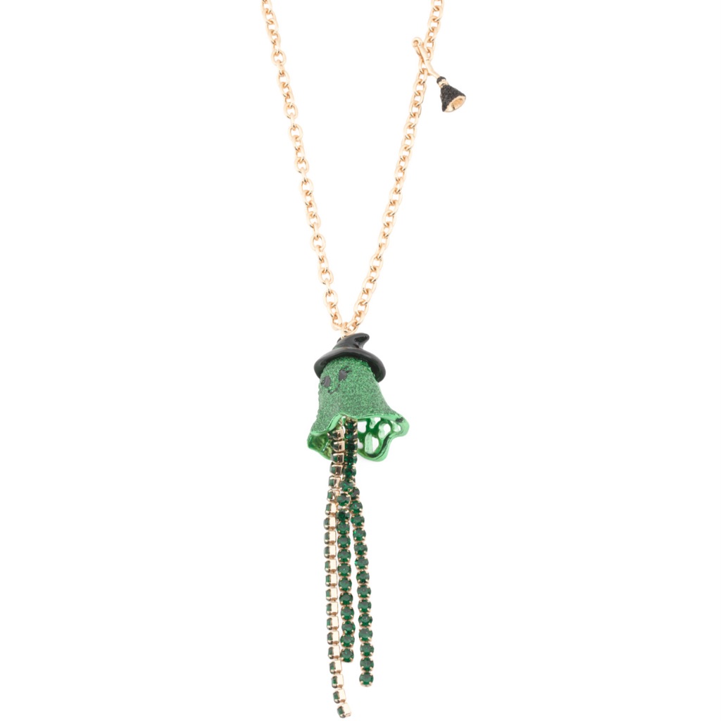 Nwt Betsey Johnson Crystal Ghost Witch Long Pendant Necklace 35$
